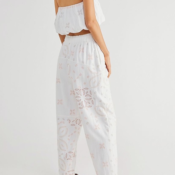 FREE PEOPLE WEEKENDER SET EMBROIDERED IVORY COMBO COTTON FULLY LINED SZ M, L - Picture 7 of 15